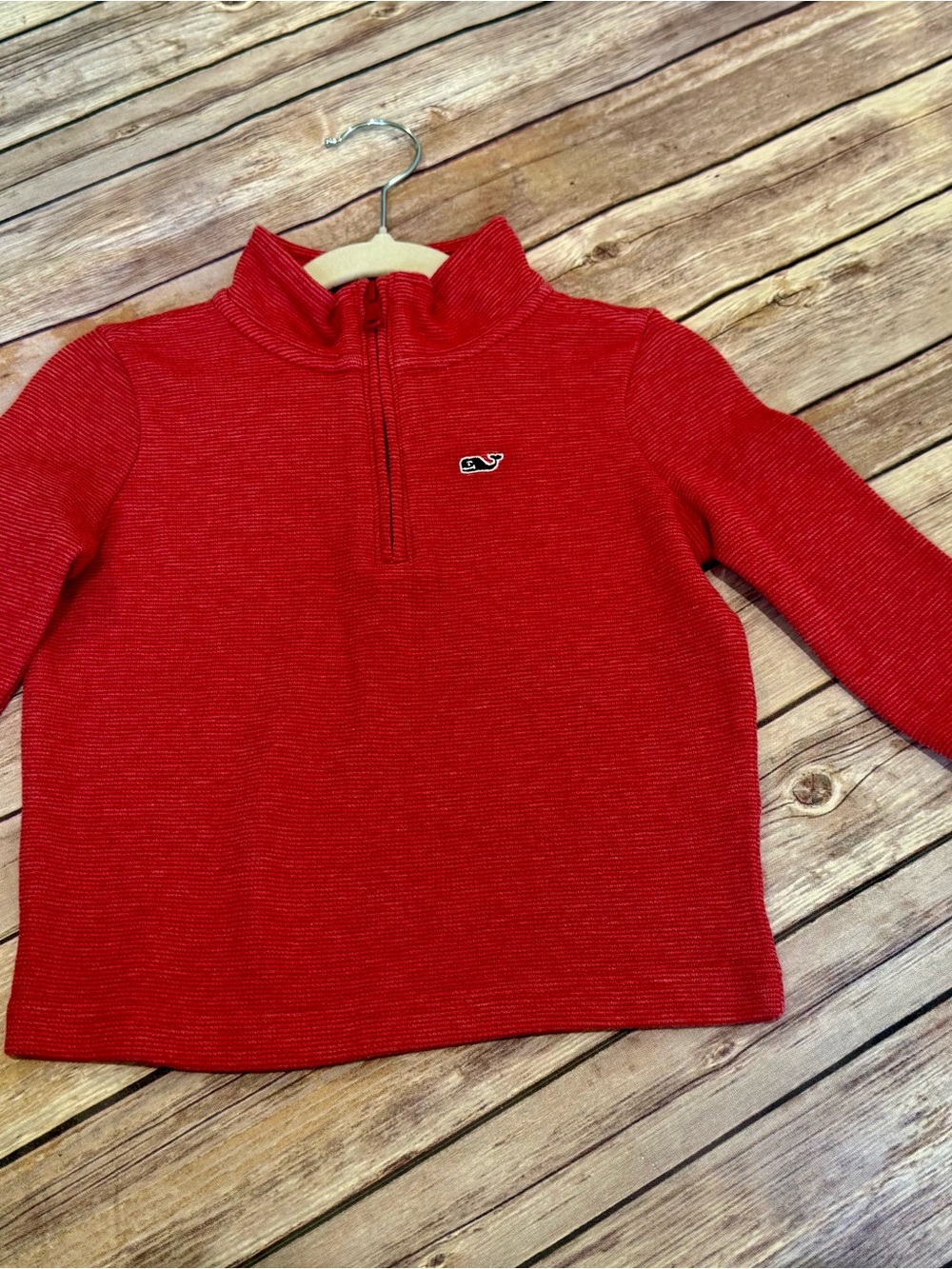 Vineyard Vines Kids Red Quarter-Zip Pullover